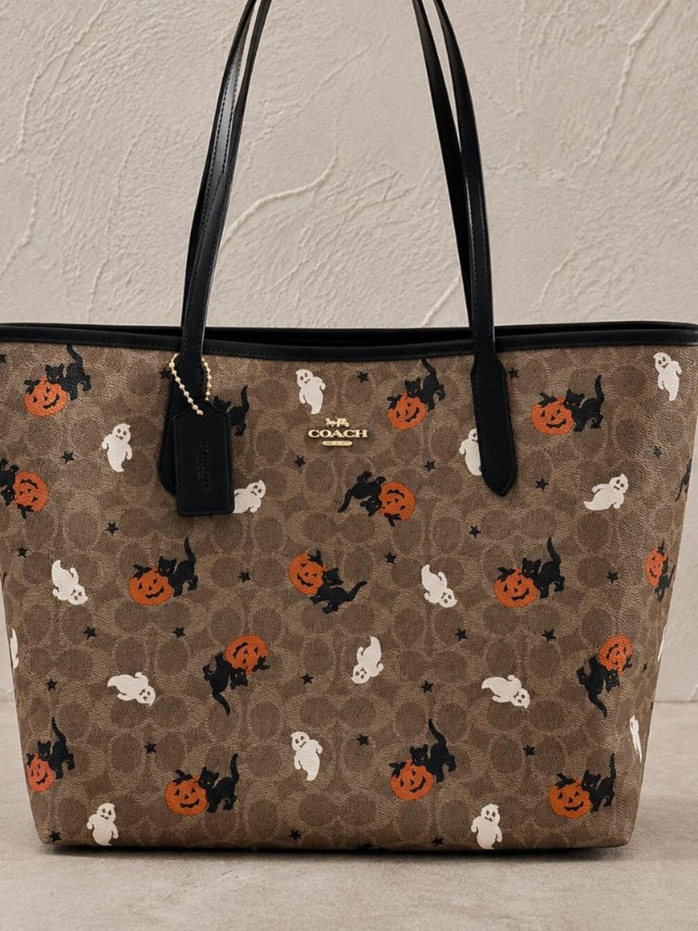 Coach City Tote In Signature Canvas With Halloween Print